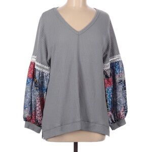 MIHOLL waffle knit grey long sleeve | Size Medium
